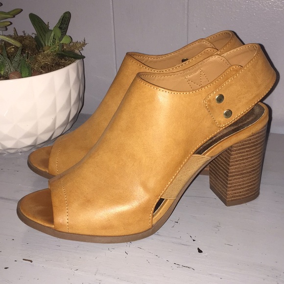 Steve Madden Shoes - Madden Girl Steve Madden Cognac Peep Toe Booties